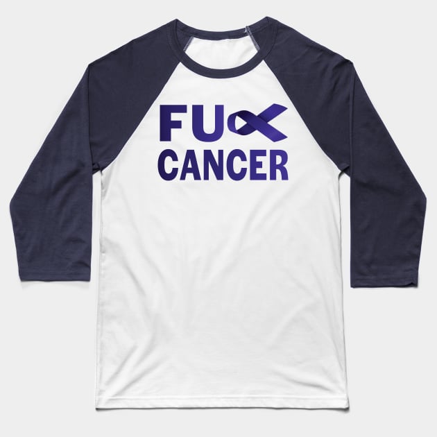 Fuck Cancer (Blue Ribbon) Baseball T-Shirt by treszure_chest